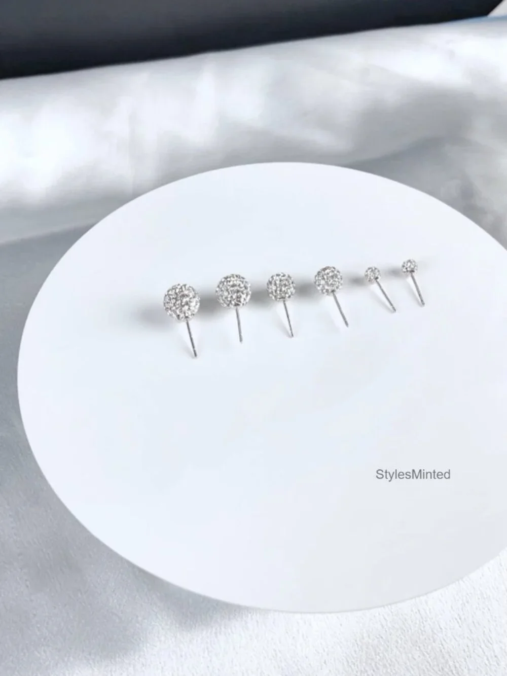 Minimalist CZ Cluster Small Ball Stud Earrings 925 Sterling Silver Cubic